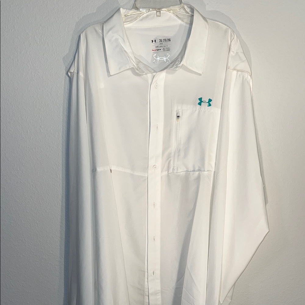Under Armour White Casual Button Down Shirt Relaxed Fit